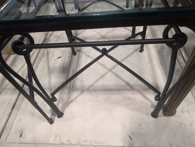 Metal Side Table with Glass Top