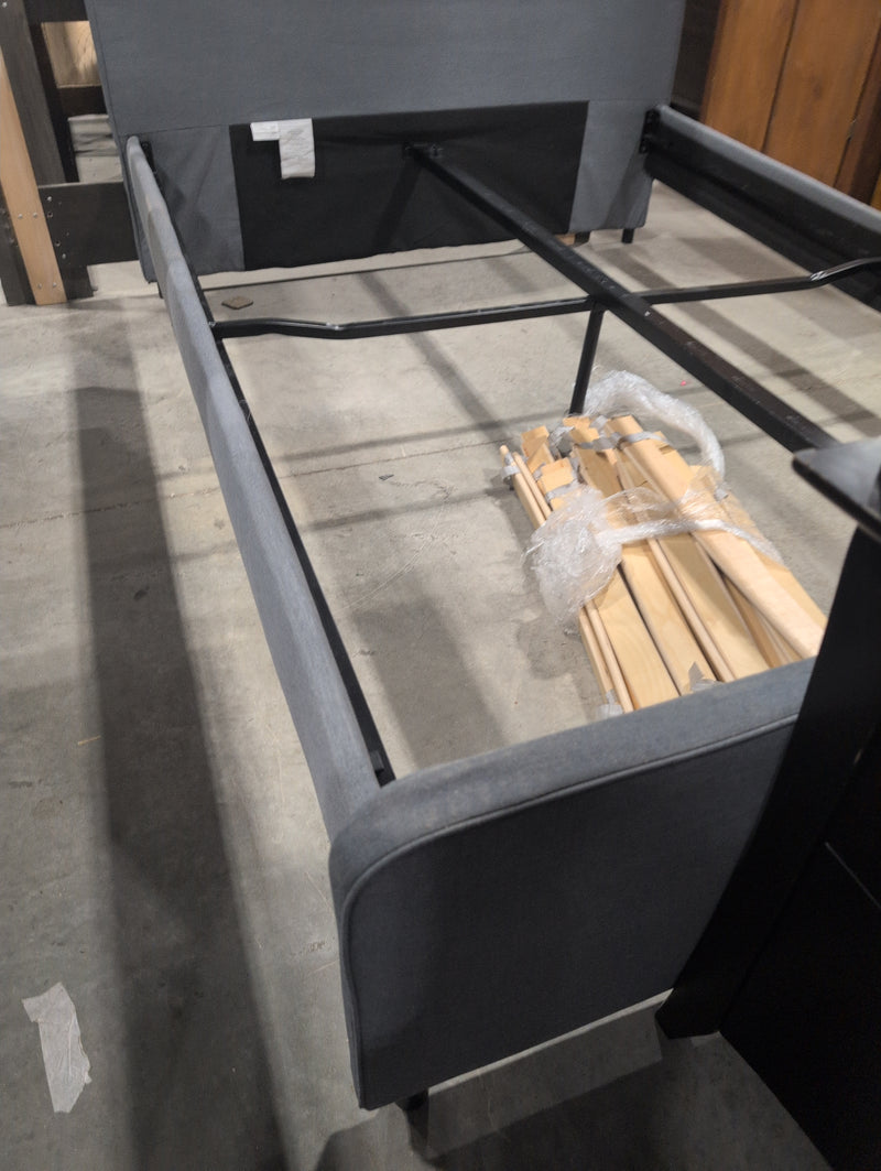 Steel Blue Upholstered Double Bedframe