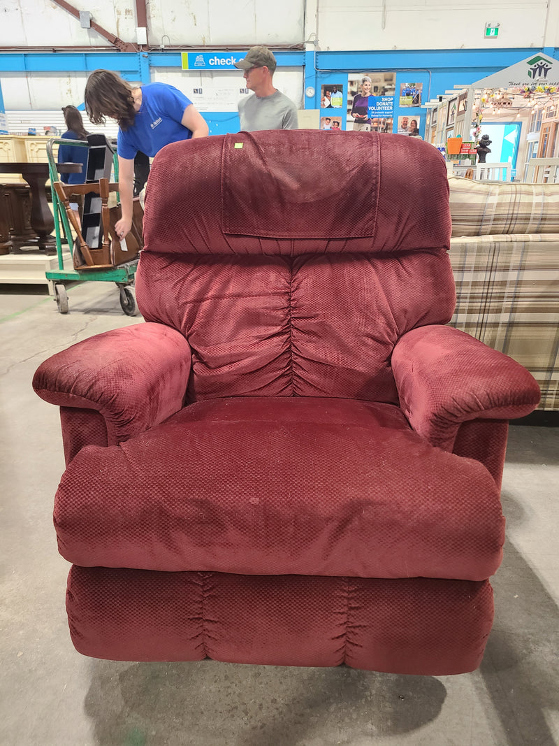 La-Z-Boy Burgundy Plush Velvet Rocker Recliner