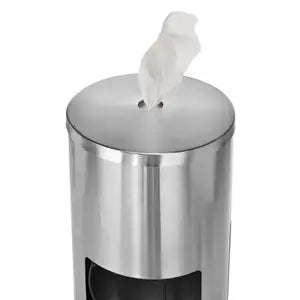 New Alpine Industries Stainless Steel Gym Wipe Dispenser with Built-In Trash Can