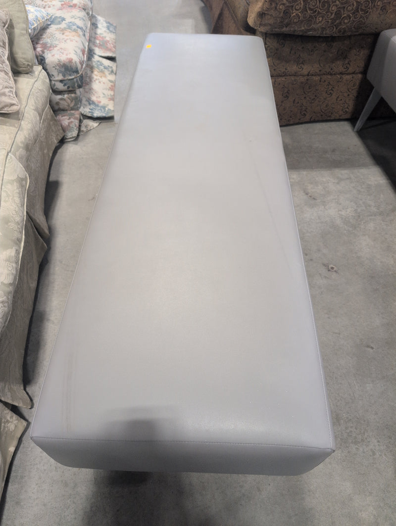 Modern Long Grey Ottoman with Metal Legs