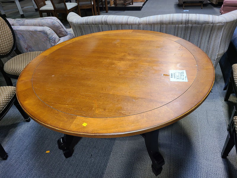 Round Wooden Dining Set with 4 Upholstered Oval-Back Chairs