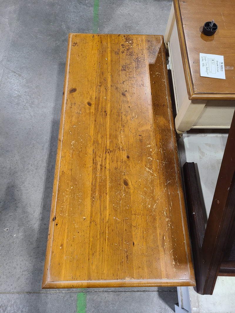 Rustic Knotty Pine Rectangular Coffee Table with Stretcher Base