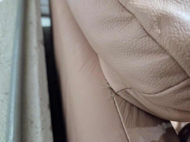 Vintage Dusty Pink Leather 3-Seater Sofa