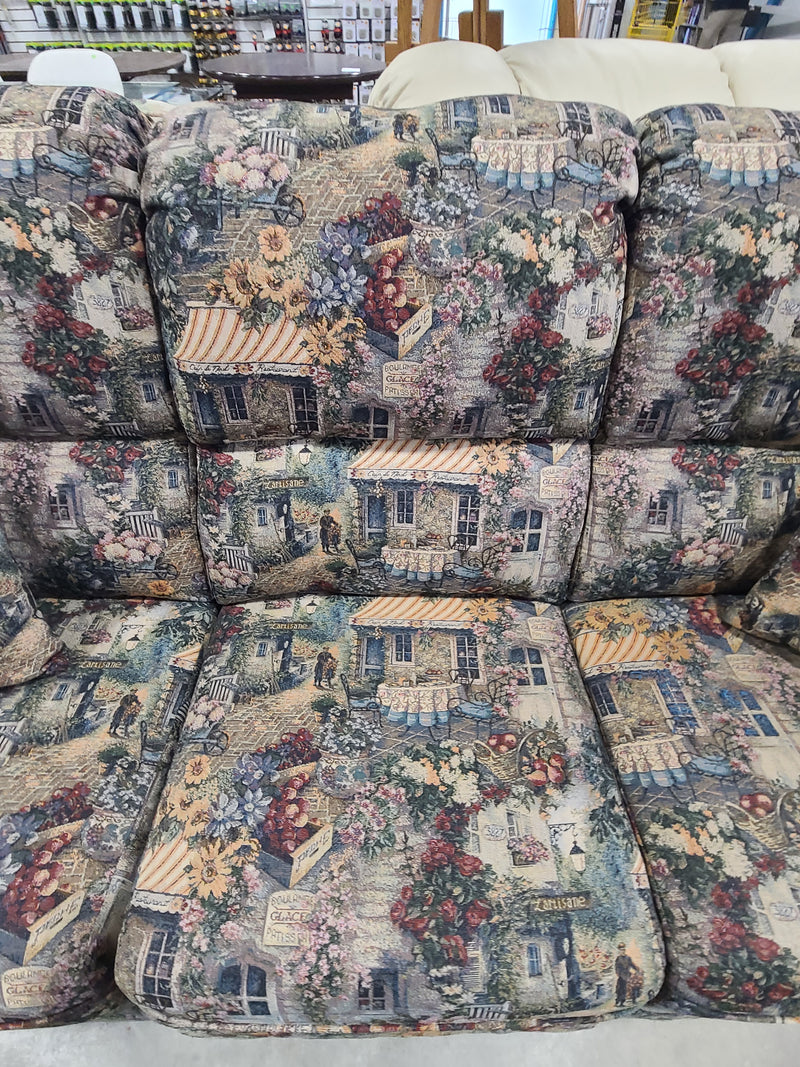 Vintage Tapestry 3-Seat Sofa with Matching Accent Pillows – French Country Village Motif