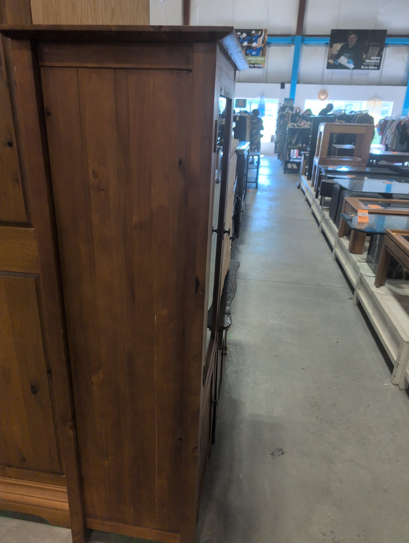 Wooden Cabinet with Glass Door and Wooden Shelves