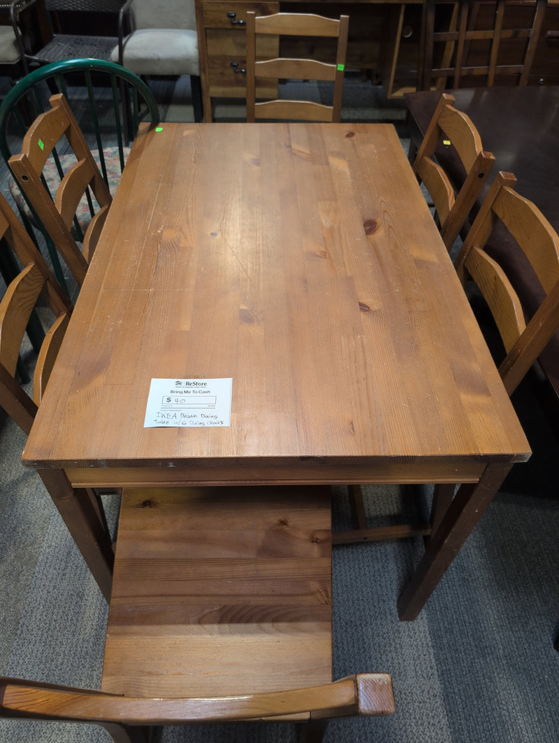 IKEA Brown Dining Table with 6 Dining Chairs