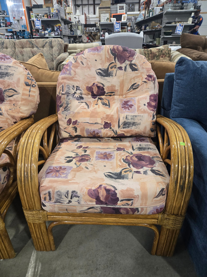 Vogel Retro Floral Rattan Accent Chair