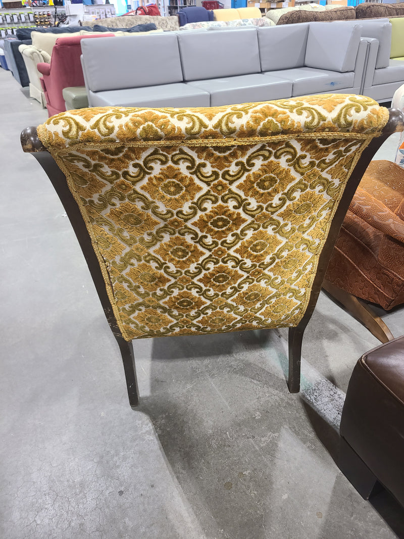 Vintage Tufted Damask Pattern Armchair