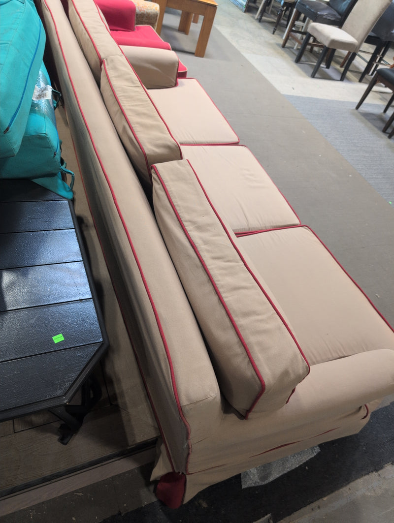 Beige Sofa with Red Piping