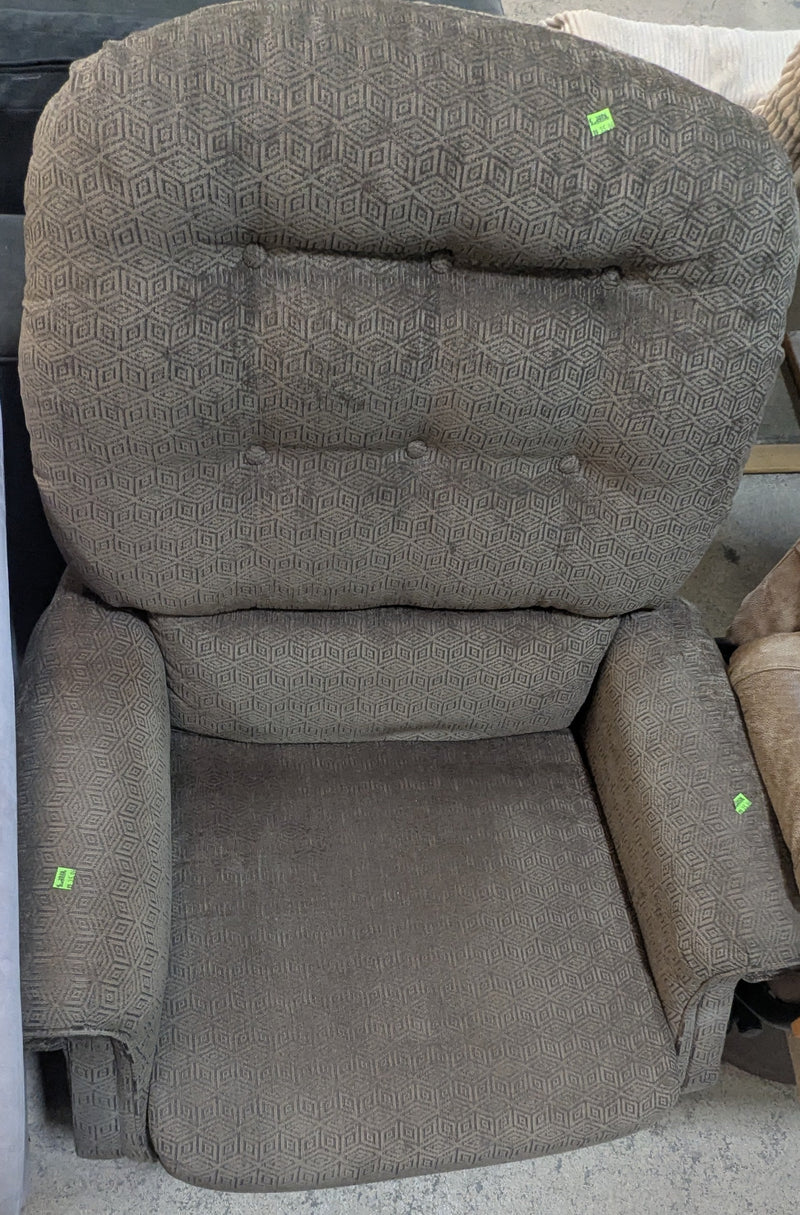Grey Vintage Recliner with Textured Geometric Upholstery