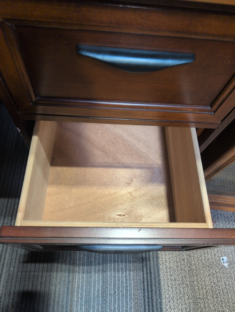 Reddish Brown Desk with Drawers, Shelf, and footrest