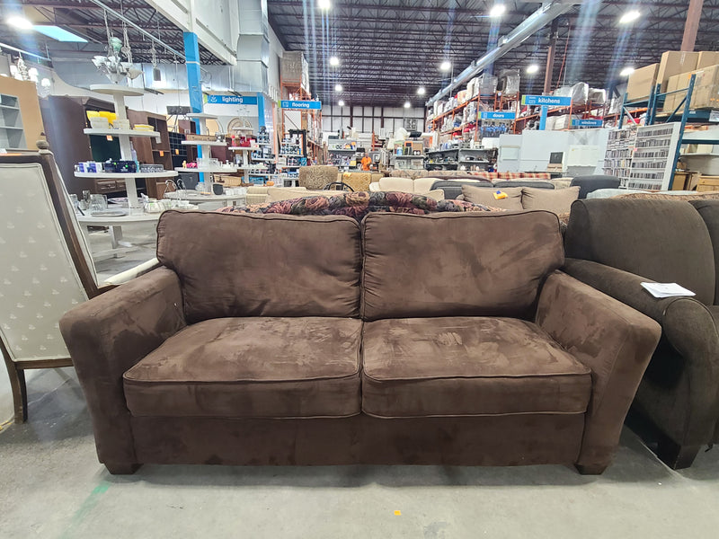 Brown Microfiber Two-Cushion Loveseat