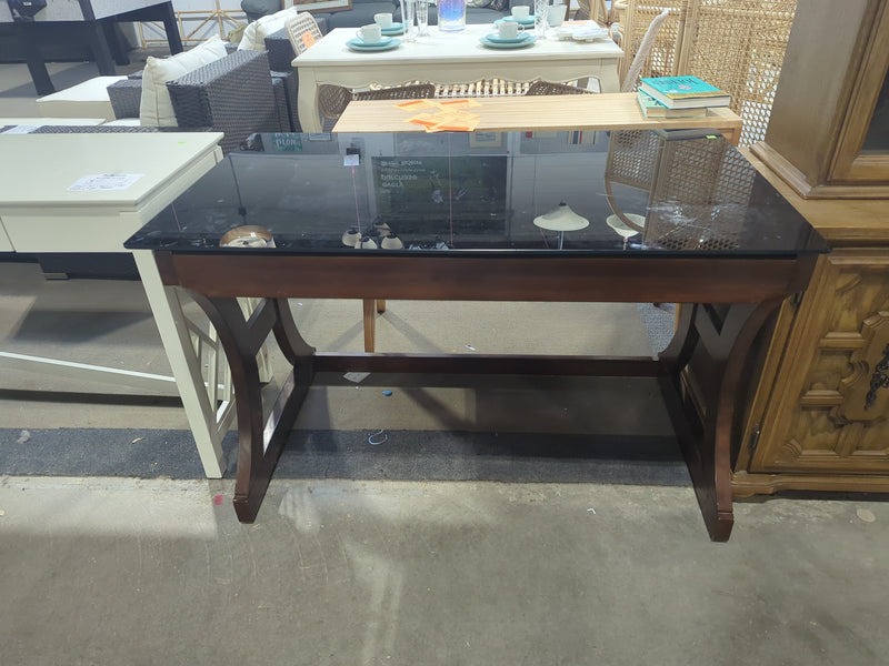 Glass-top Wooden Desk with Drawer