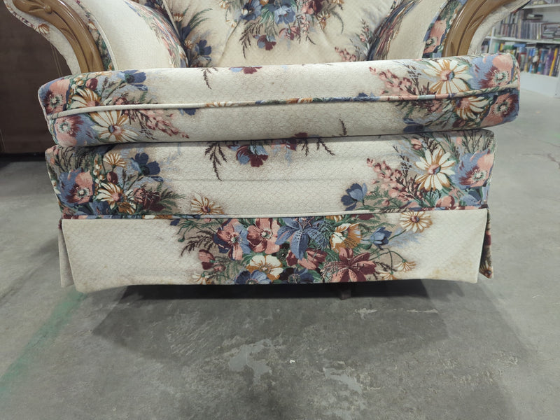 Red and Blue Floral Armchair