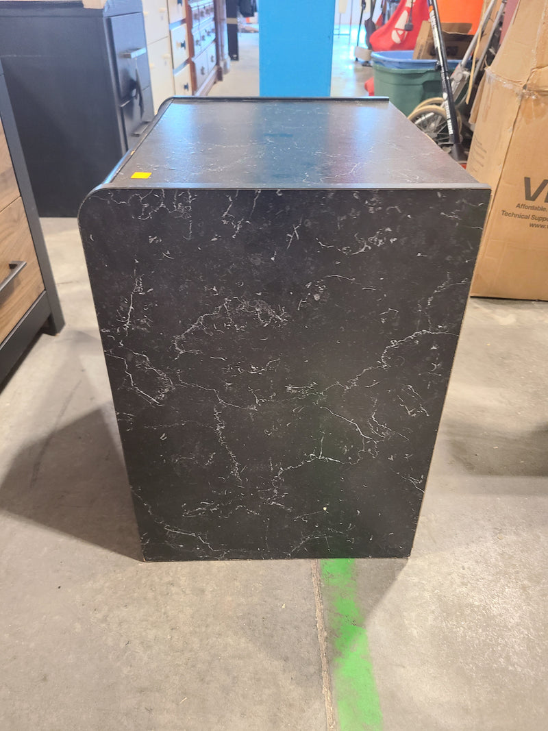 Vintage 90s Contemporary Black Marble-Look 2-Drawer Nightstand