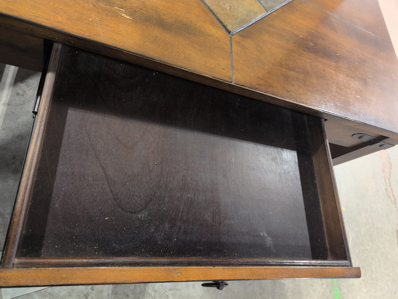 Wooden Large Coffee Table with Tile Detail in Centre with Drawer