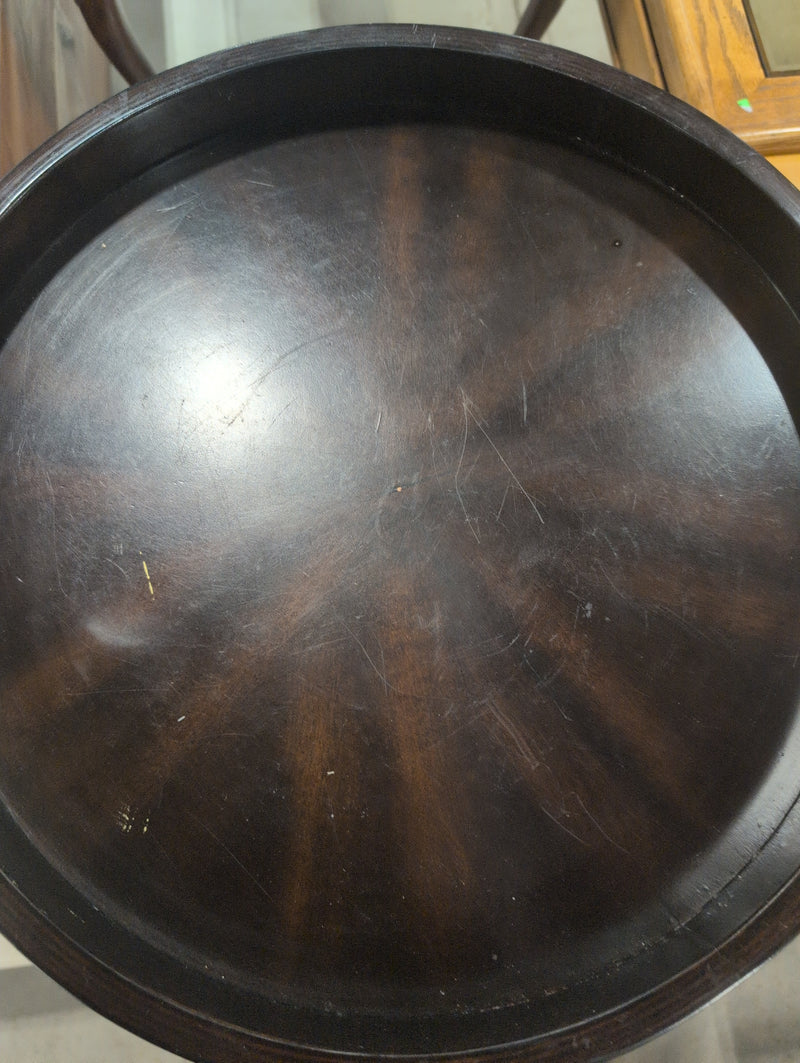 Dark Brown Round Side Table with Two Shelves