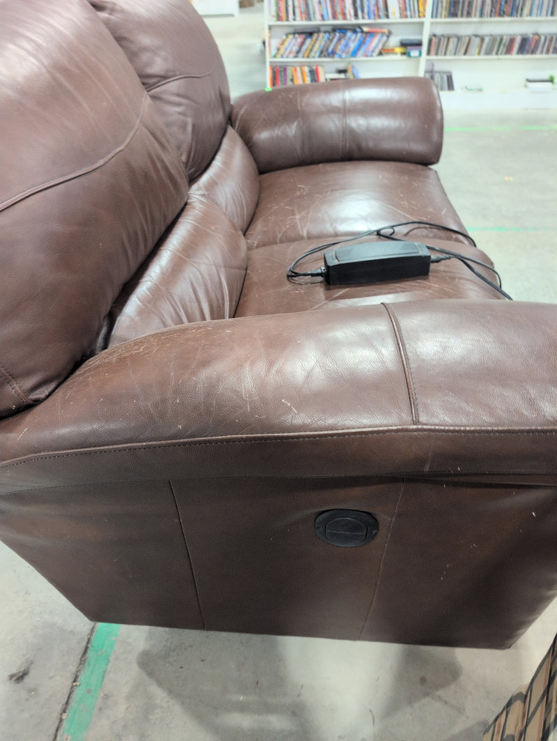 Brown Recliner Loveseat with Footrests