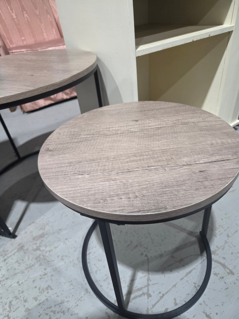 Modern Industrial Round Nesting Side Tables Set