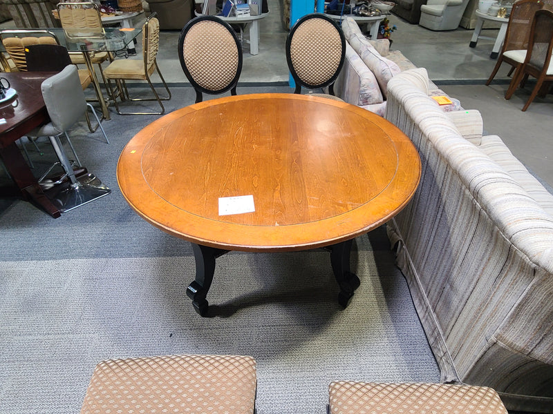 Round Wooden Dining Set with 4 Upholstered Oval-Back Chairs