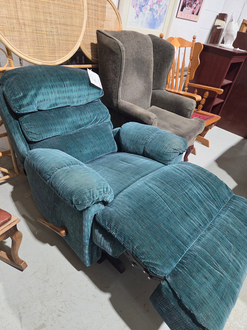 Vintage Overstuffed Tiered-Back Rocking Recliner