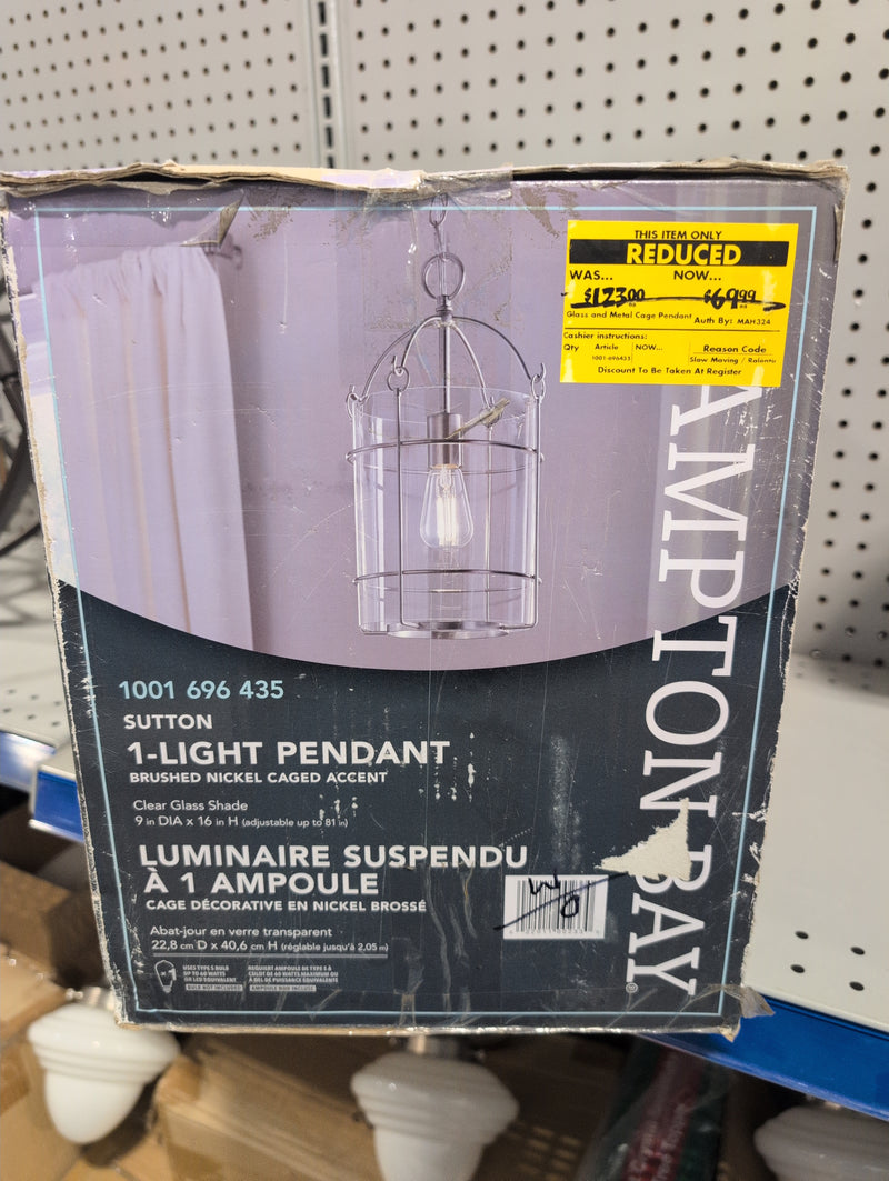 Hampton Bay Sutton 1-Light Pendant