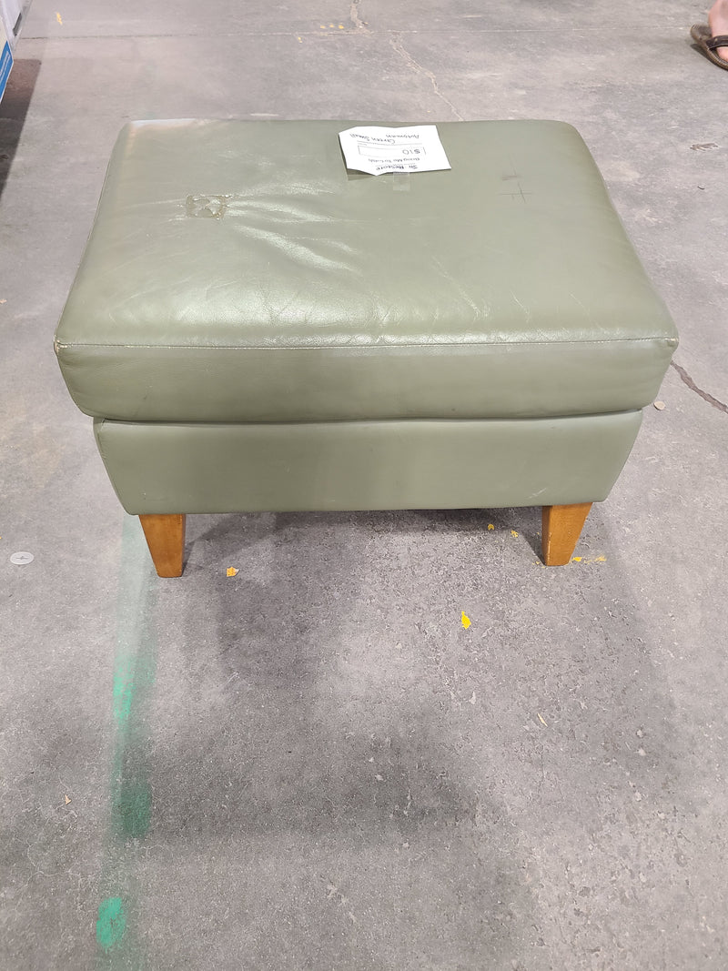 Good Condition Sage Green Faux Leather Small Ottoman