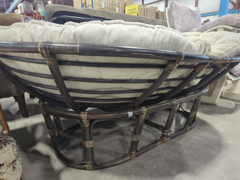 Dark Brown Wicker Papasan Loveseat Chair