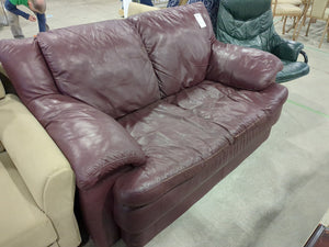 Maroon Leather Loveseat Sofa