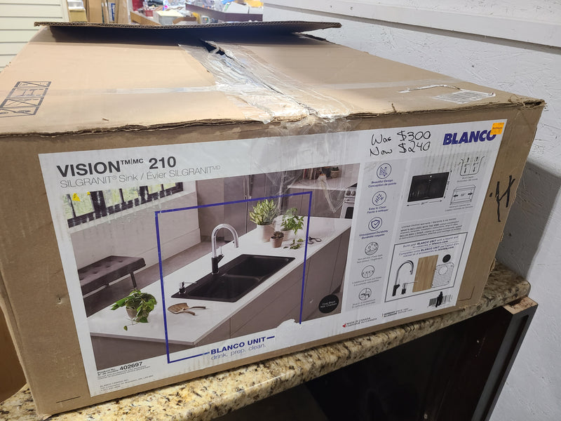 Blanco Vision™ 210 SILGRANIT® Double Bowl Kitchen Sink – Coal Black