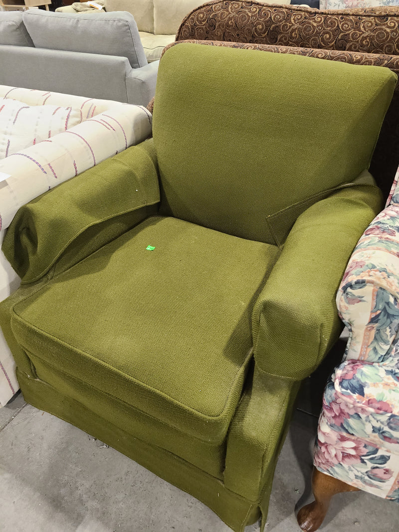 Vintage Olive Green Textured Armchair