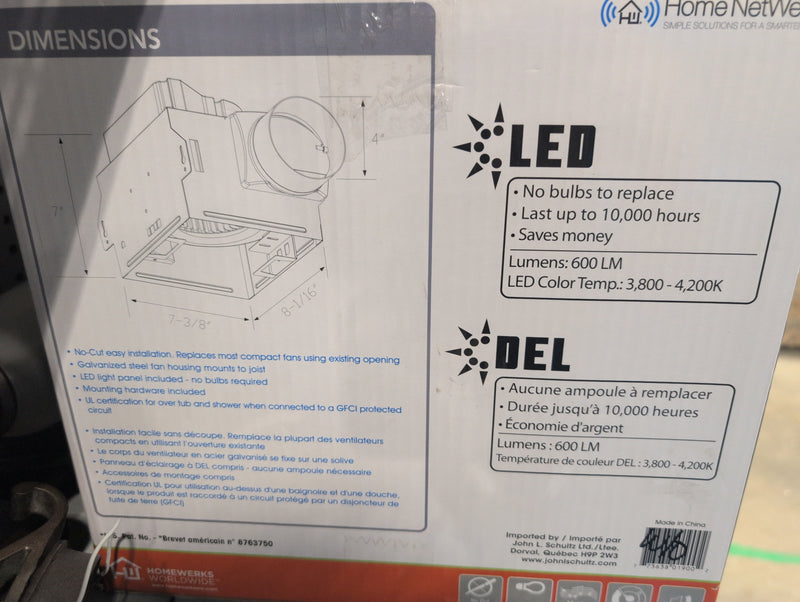 Home NetWerks Bluetooth Bath Fan and Speaker with LED Light