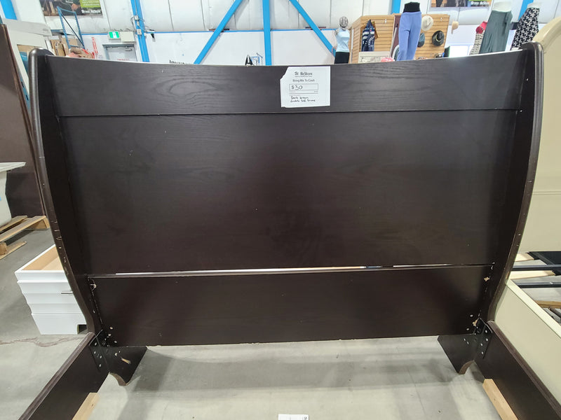 Dark Brown Espresso Wooden Sleigh Double Bed Frame