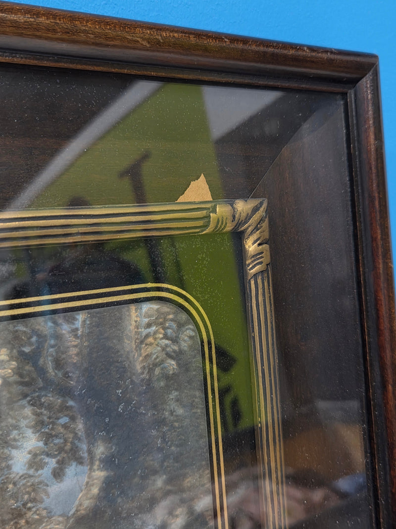 Framed Antique George Baxter Color Print - "The Day Before Marriage"