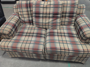 Plaid Loveseat with 3 Pillows