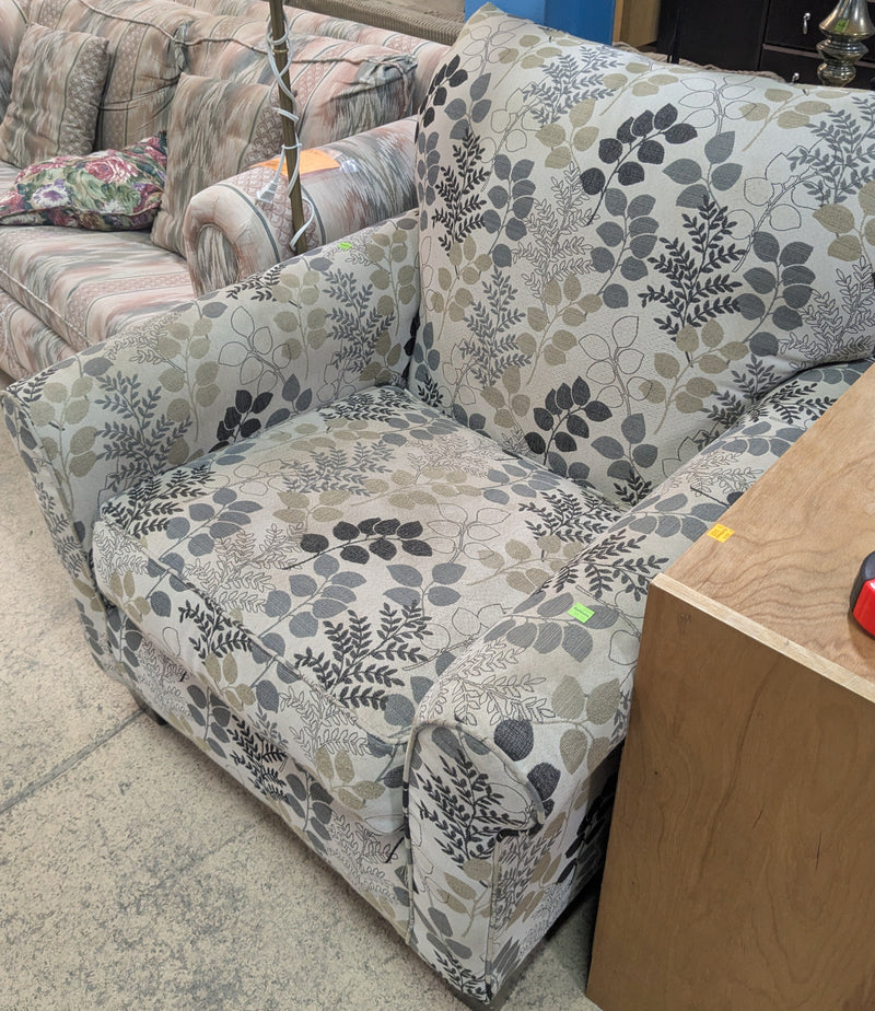 Beige Botanical Patterned Armchair