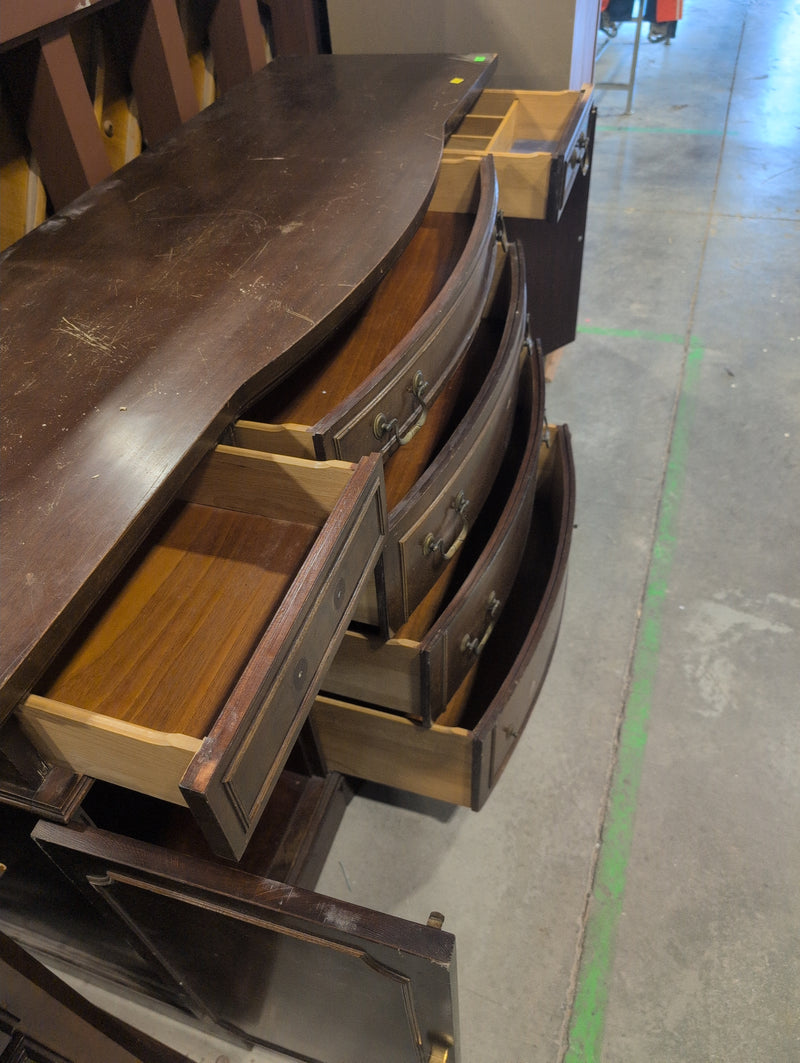 Large Wood Buffet with 6 Drawers and 2 Cabinets