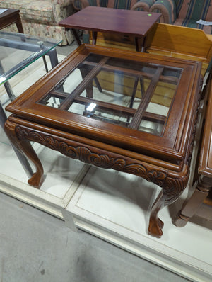 Glass topped side table