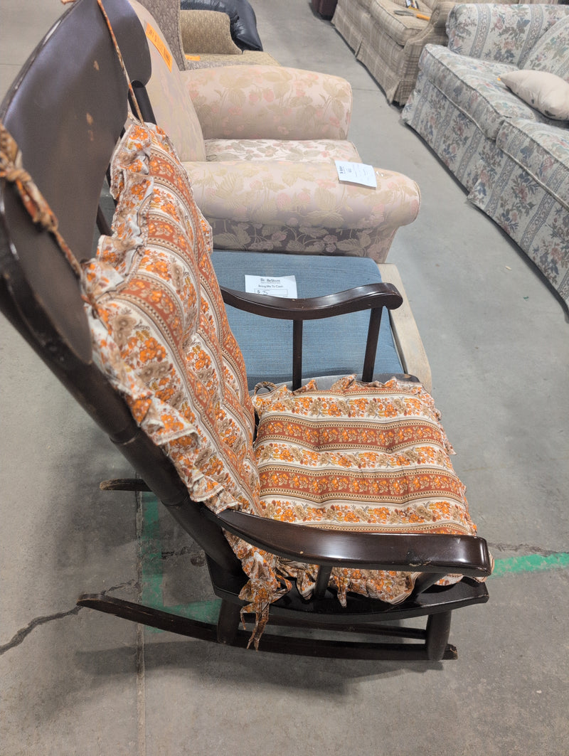 Wooden Rocking Chair with Floral Cushions