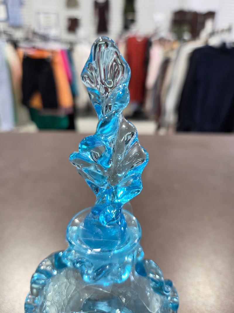 Vintage Blue Crackle Glass Perfume Bottle