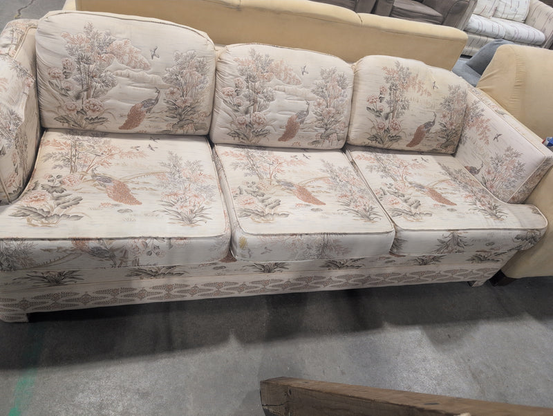 Whitish Pink 3 Seater Sofa with Birds and Floral Designs