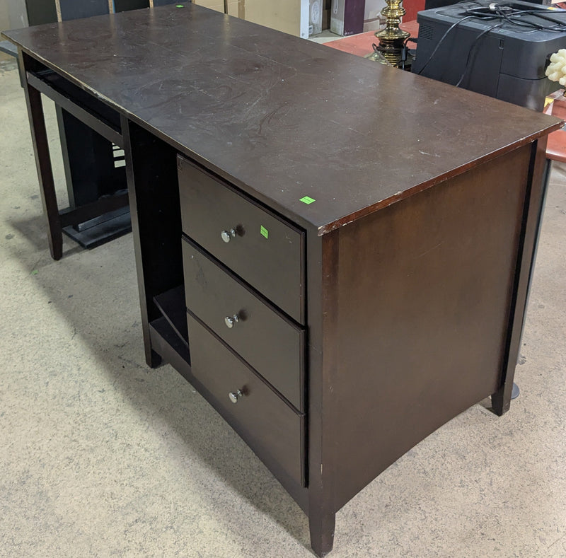 Dark Brown Desk with Three Drawers