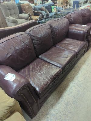 Studded Faux Leather 3 Seater