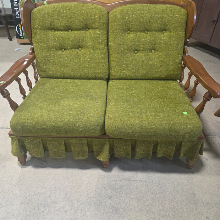 Green Vintage Wooden Loveseat