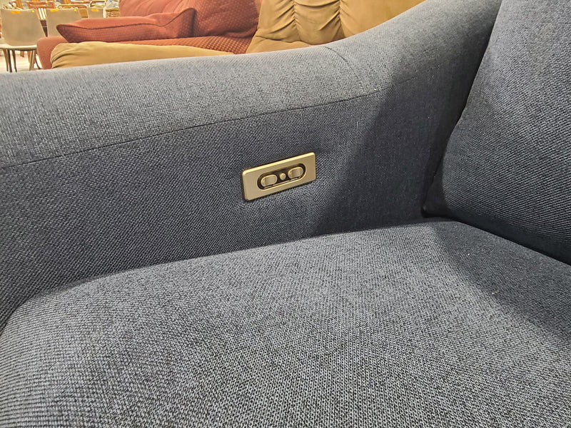 Dufresne Blue Fabric Power Reclining Loveseat