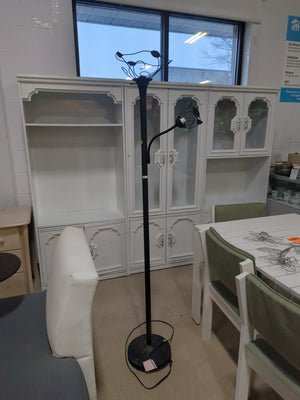 2-light adjustable LED "Mother and Child" floor lamp with a matte black finish