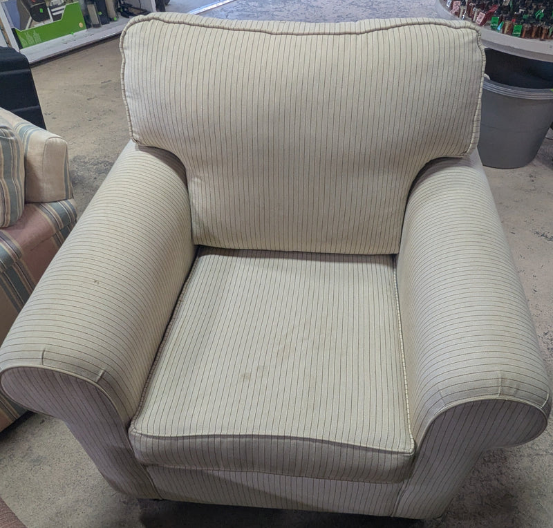 Beige Striped Armchair