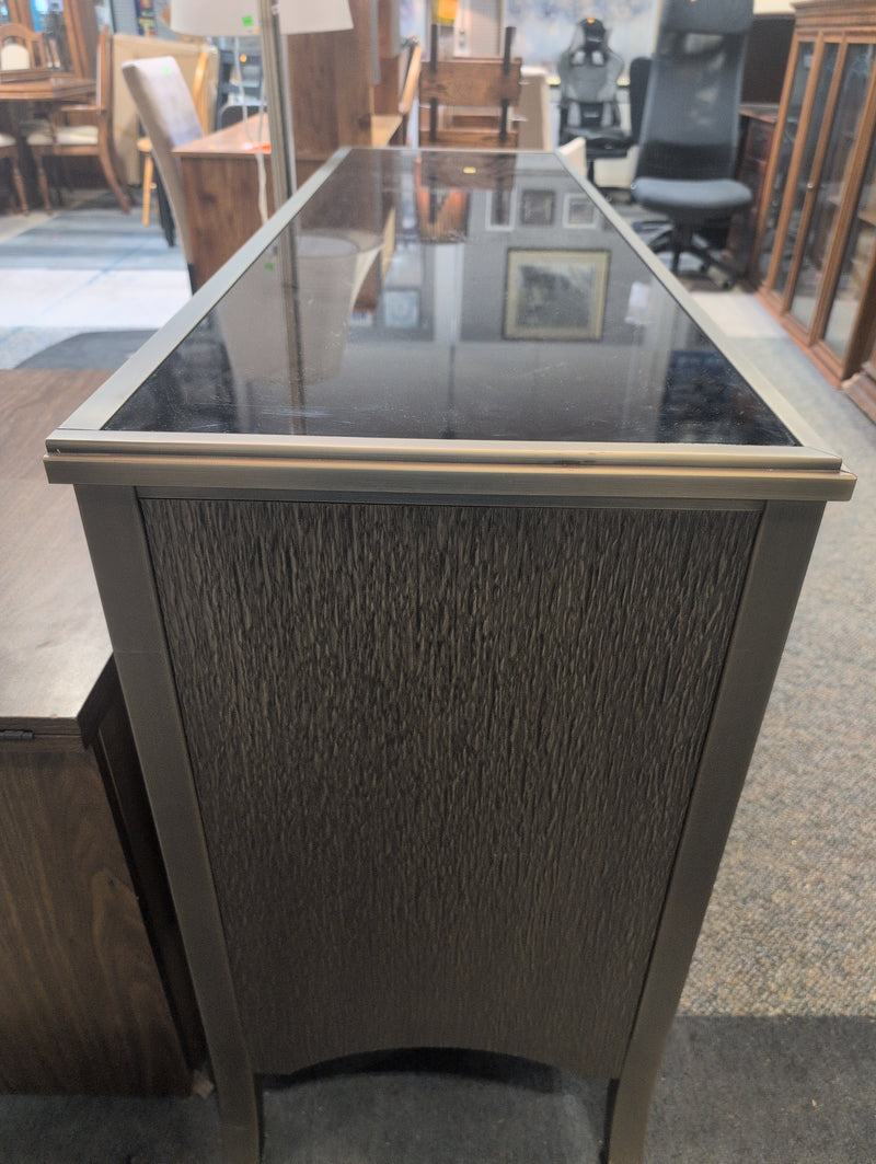 Black Glasstop Hallway Table with Shelves