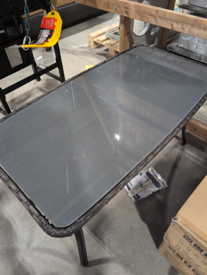 Outsunny Wicker Glass Top Patio Table